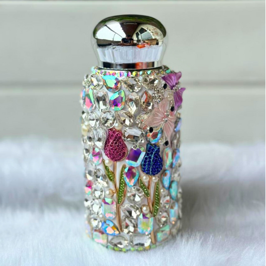 Crystal Bling Tumbler in Floral design (Silver)