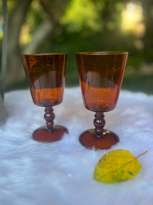 Goblet Glasses (Brown)- Set of 6