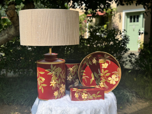KaraNest Luxury Toleware Lamp (Mehroon)
