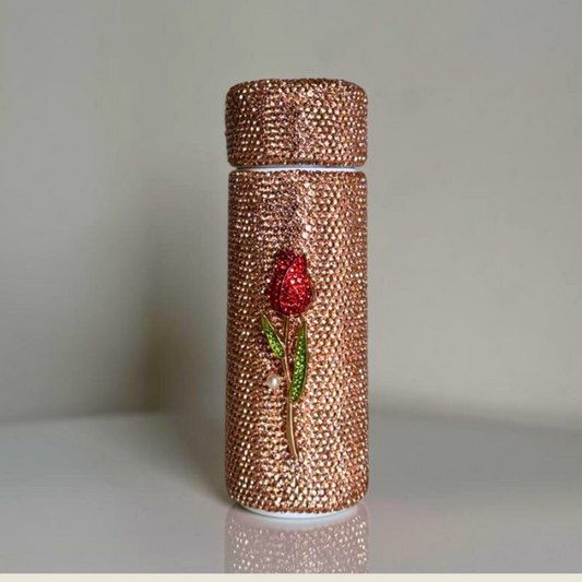 Bling Crystal Rose Bottle (Peach)