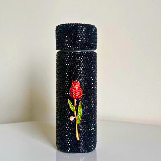 Bling Crystal Rose Bottle (Black)
