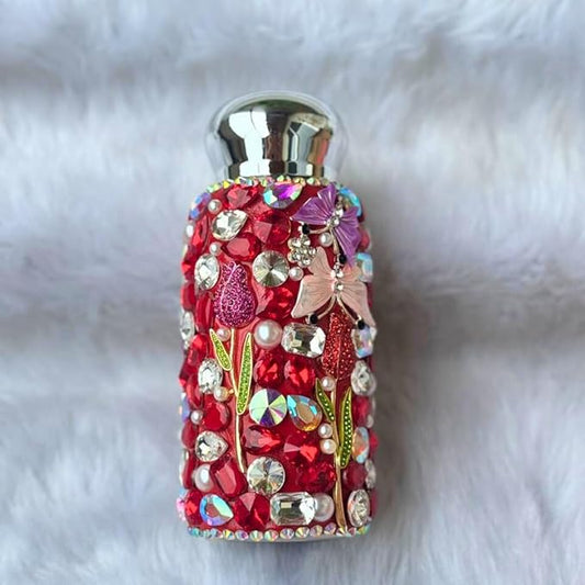 Crystal Bling Tumbler in Floral design (Red)
