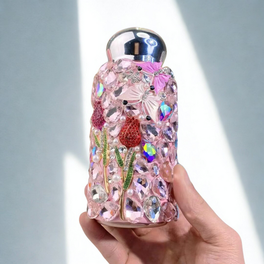 Crystal Bling Tumbler in Floral design (Pink)