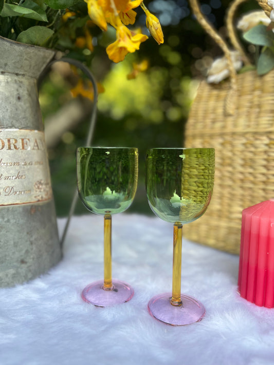 3 tone Wine Glasses- Set of 6